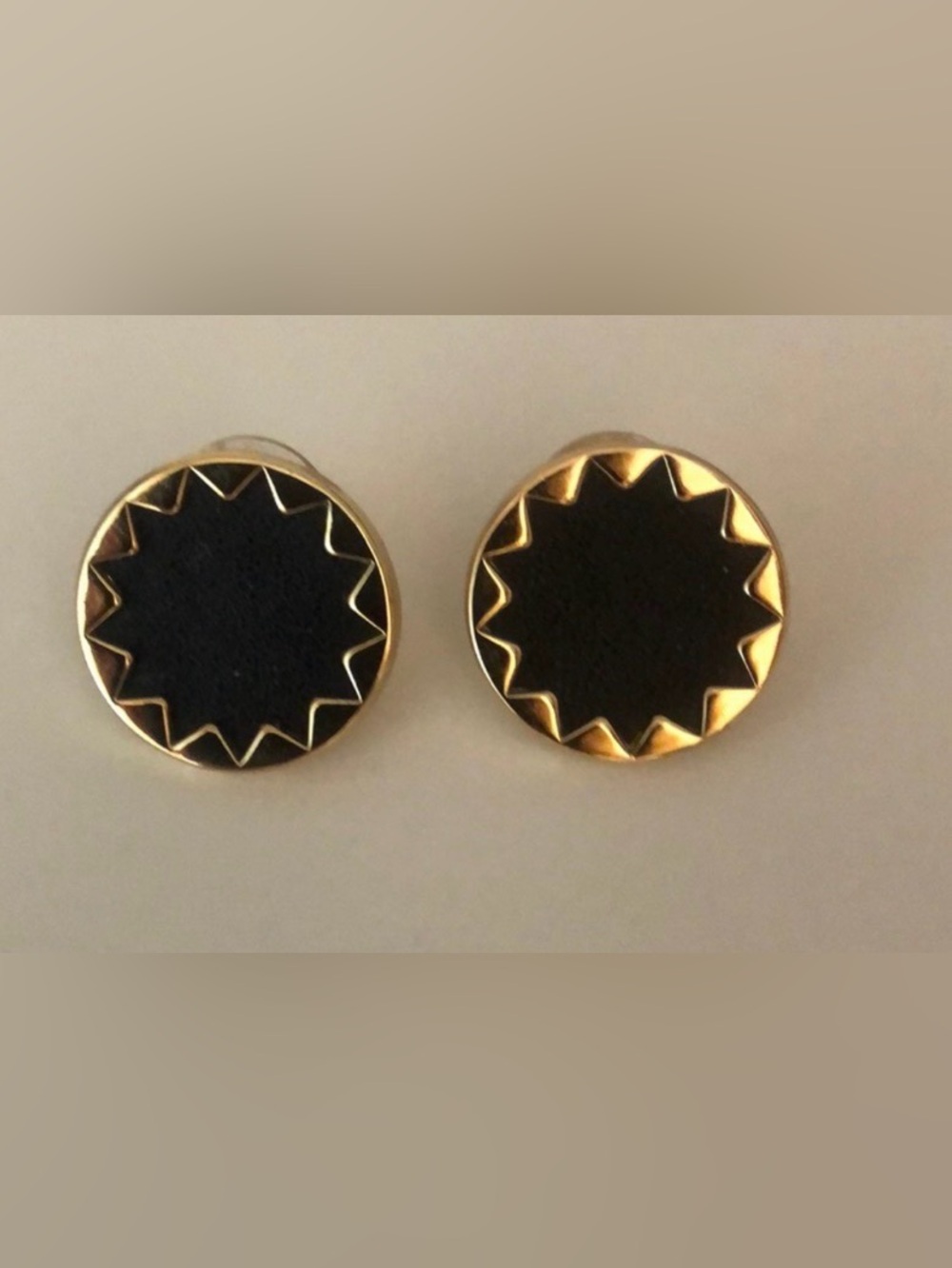 House Of Harlow 1960 Sunburst Black Leather & 14K Gold Plated Earrings